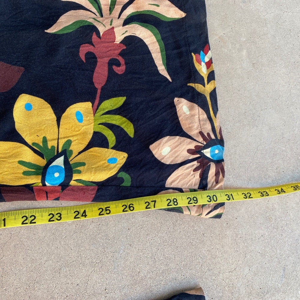 Farm Rio x Anthropologie Calla Flare High Rise Floral Black Pants Size M - Picture 6 of 9